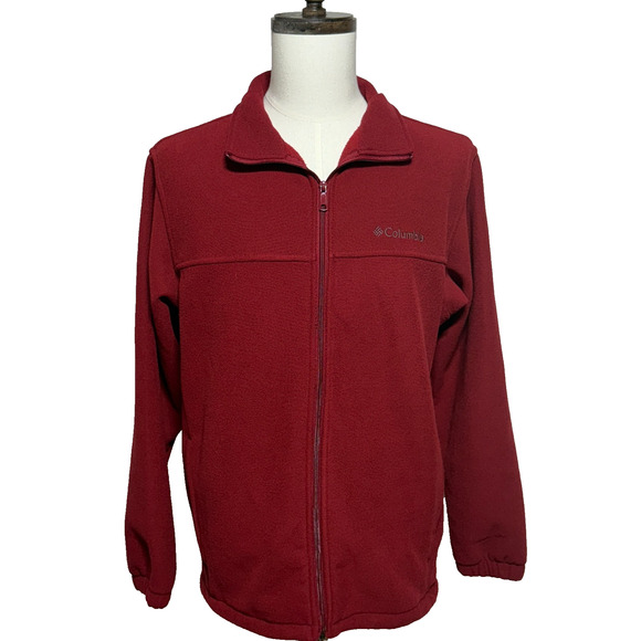 Columbia Jacket Mens Large Red Fleece Steens Mountain Full Zip Hiking Outdoors - Picture 1 of 11
